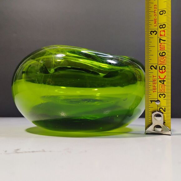 Vtg Hand Blown Glass Ashtray Green Cigar Bowl Mcm Dish Orb Avocado Blenko 6321 - Picture 9 of 9